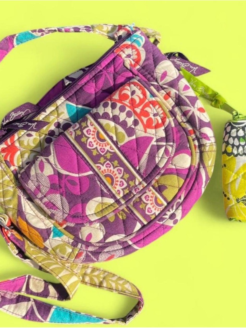 Vera Bradley plum crazy multicoloured crossbody bag with coin purse